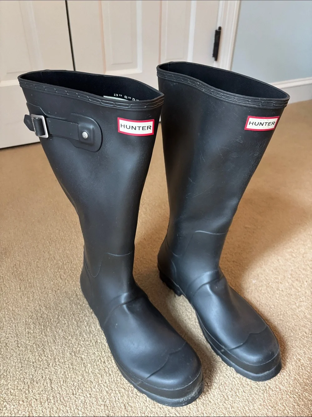 Hunter Matte Men’s Black Tall Rubber Boots with Side Buckle